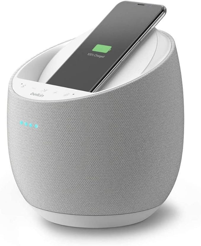 Enceinte Hi-Fi connectée + Chargeur à induction intégré SoundForm Elite (Alexa, Bluetooth, Devialet, AirPlay 2, blanc)
