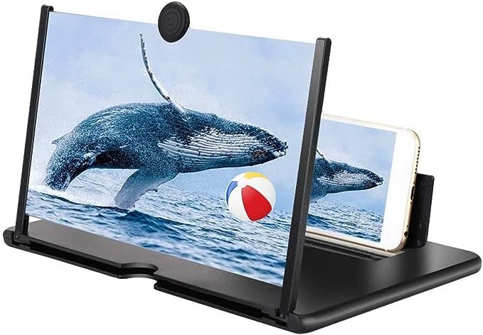 Loupe à écran, Loupe Telephone Portable Expanseur de Films 3D HD avec Support de Phone Pliable Loupe Agrandisseur Ecran Telephone Projecteur pour Tous Les Smartphones(Noir)