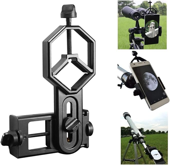 Support Adaptateur Universel de Télescope pour Smartphone – Compatible avec Jumelles Monoculaires Lunette et Microscope – Adaptateur de Téléphone Portable pour iPhone Sony Samsung LG Moto