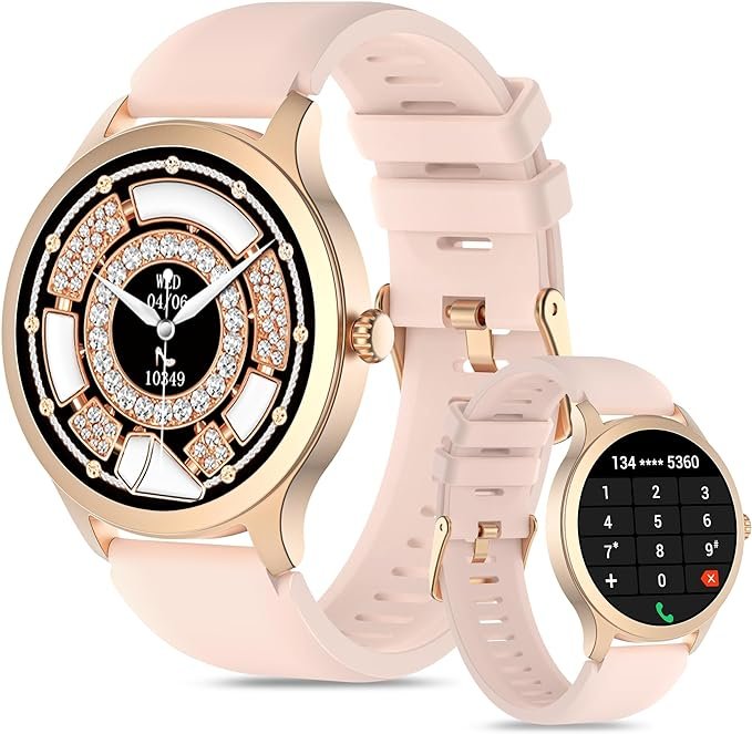Montre Connectée Femme avec Appel Bluetooth,Smartwatch 100 Modes Sport Moniteur de Fréquence Cardiaque SpO2 Sommeil Montre Connectee Podometre Calories Etanche IP68 Cadeau Montre pour Android iPhone