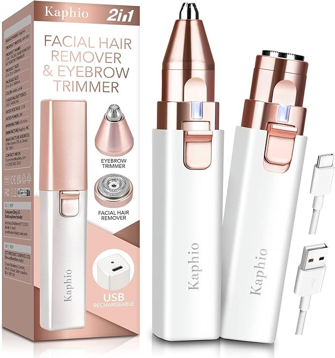 Épilateur Visage pour Femmes, Epilateur Sourcil Femme Rechargeable, 2 en 1 Rasoir à Sourcils et Rasoir Visage pour Femmes, Appareil d’Épilation pour Sourcils, Poils du Visage Lèvres Bras avec Lumière