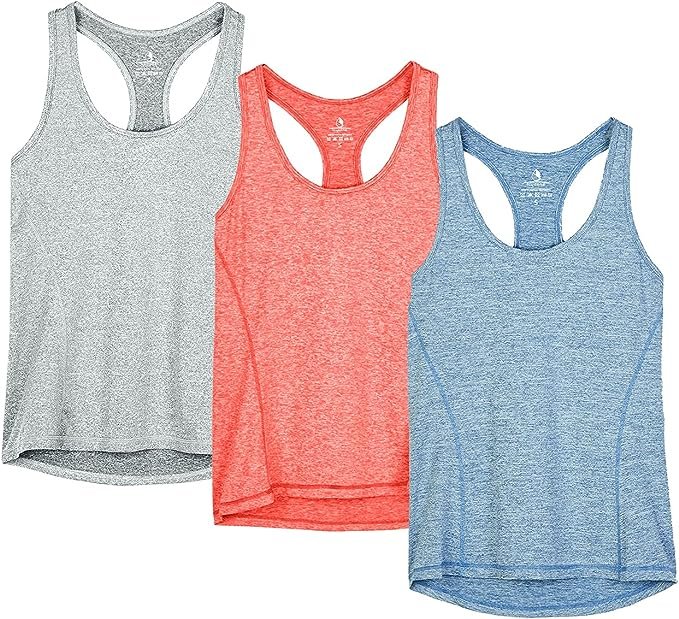 Débardeur de Sport Femme Dos Nageur Yoga Shirt sans Manches Running Fitness Tank Top, Lot de 3